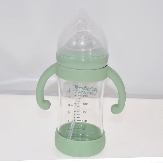 图片 Crystal Diamond Glass baby bottle set with handle straw baby bottle